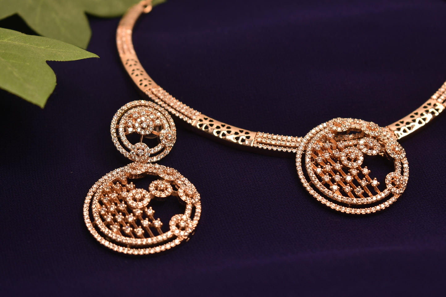Anomi White Stone CZ Designer Necklace Set