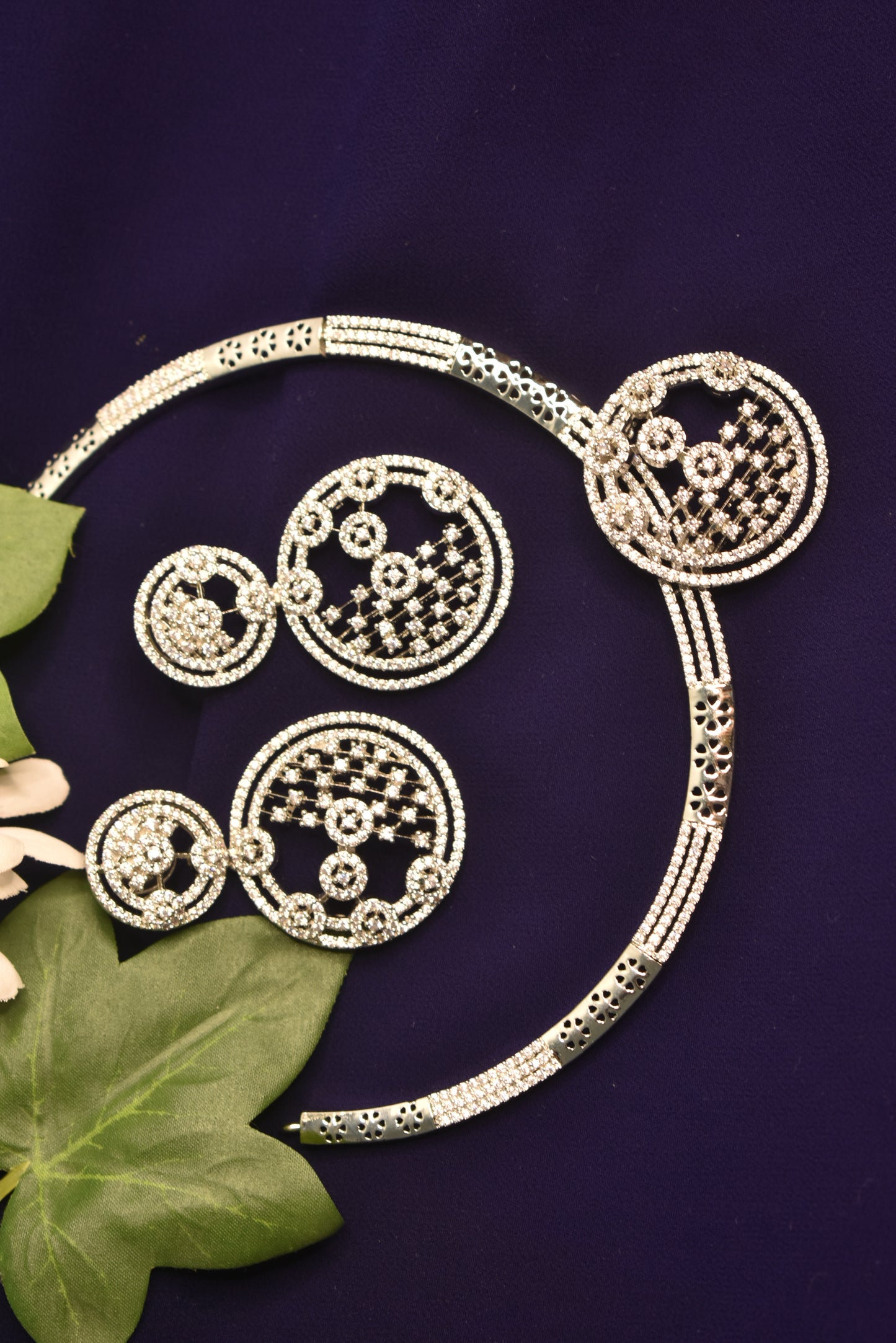 Anomi White Stone CZ Designer Necklace Set