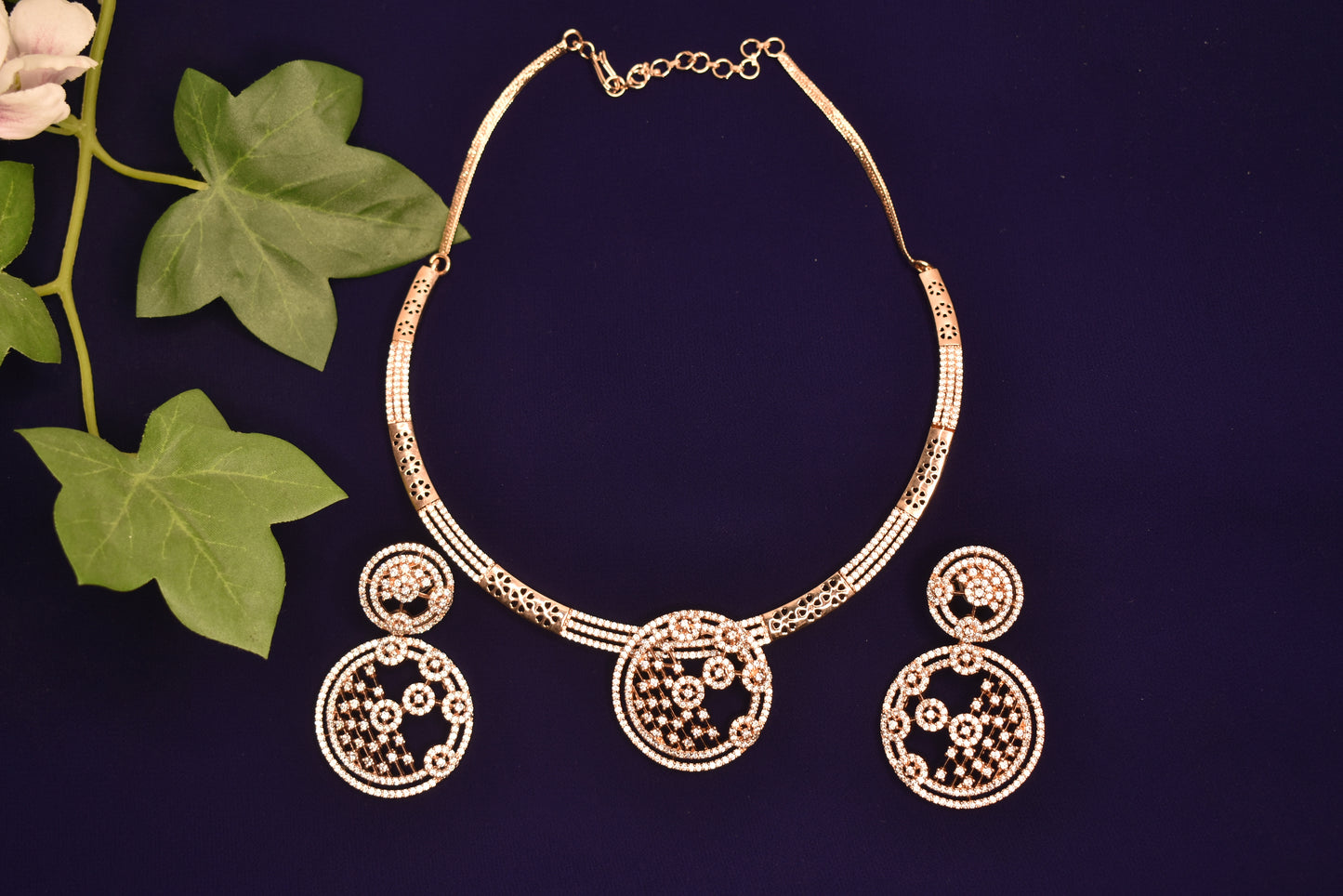 Anomi White Stone CZ Designer Necklace Set