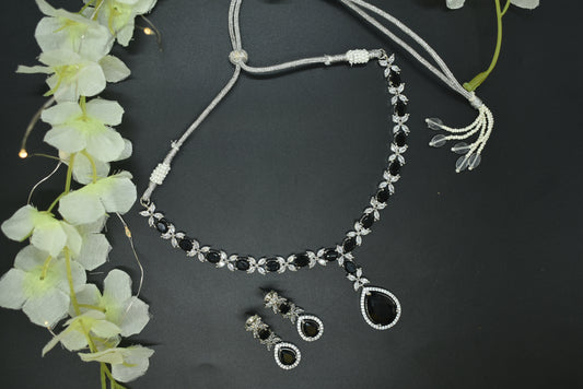 Chirmi Silver Polish CZ Designer Necklace Set