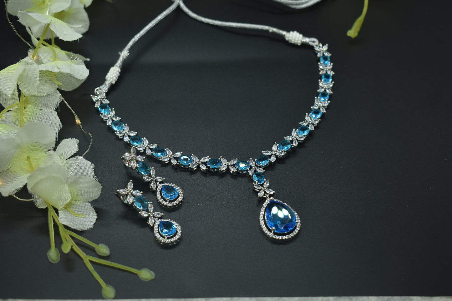 Chirmi Silver Polish CZ Designer Necklace Set