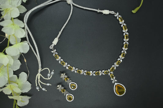 Chirmi Silver Polish CZ Designer Necklace Set