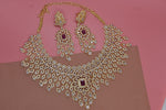 Julisha Gold Polish White stone CZ Designer Necklace Set