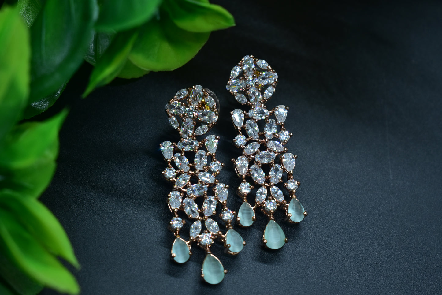 Kashvi Rose Gold Polish AD Designer Earrings