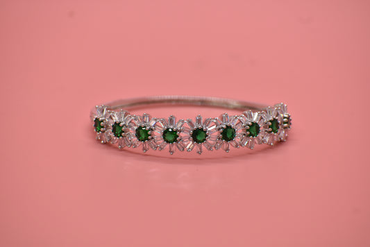 Idhika Sterling Green Stone AD Designer Bracelet