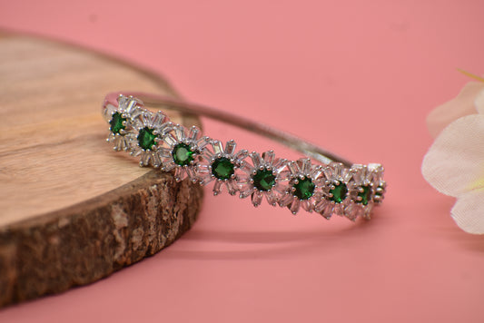 Idhika Sterling Green Stone AD Designer Bracelet