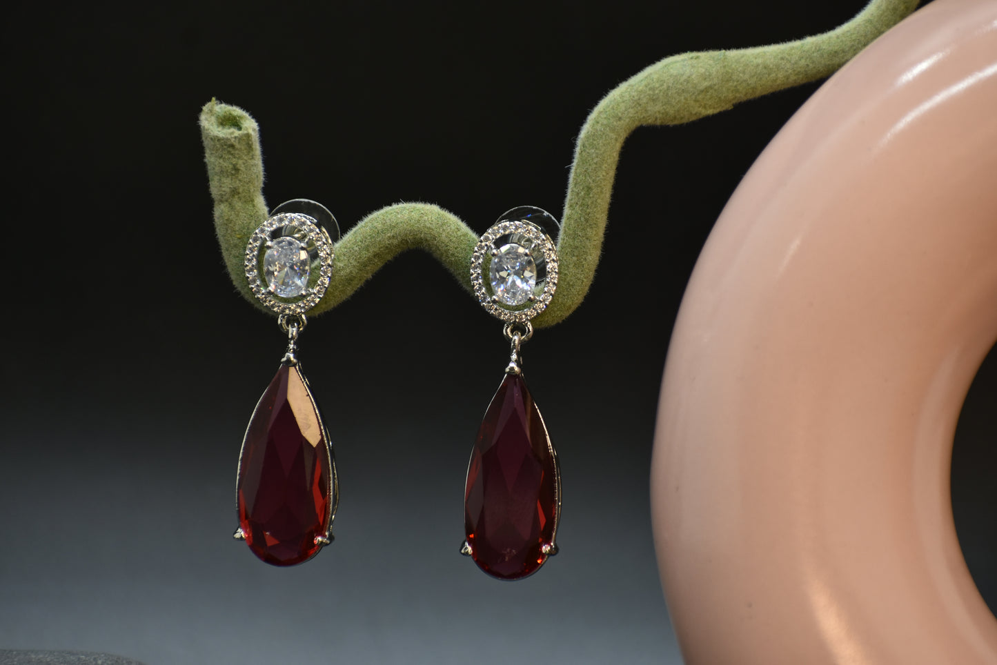 Jiya Silver Polish AD Designer Drop Earrings