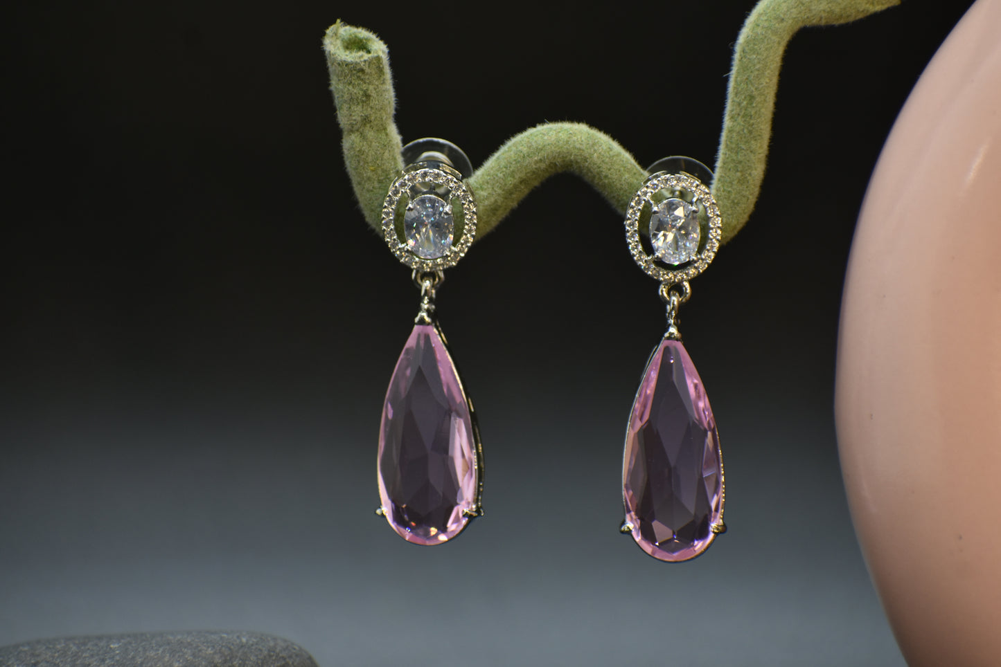 Jiya Silver Polish AD Designer Drop Earrings