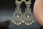Meira Silver Polish AD Designer Chandbali Earrings