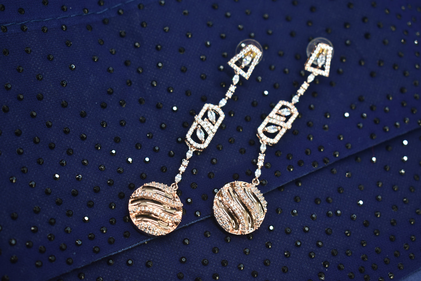 Kashika Rose Gold Polish AD Designer Earrings