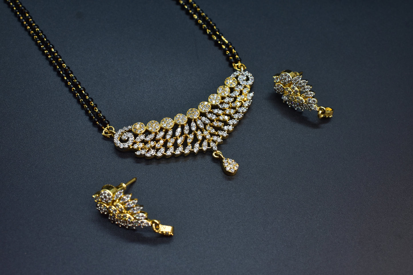 Nyra Gold Polish CZ Designer Mangalsutra Set
