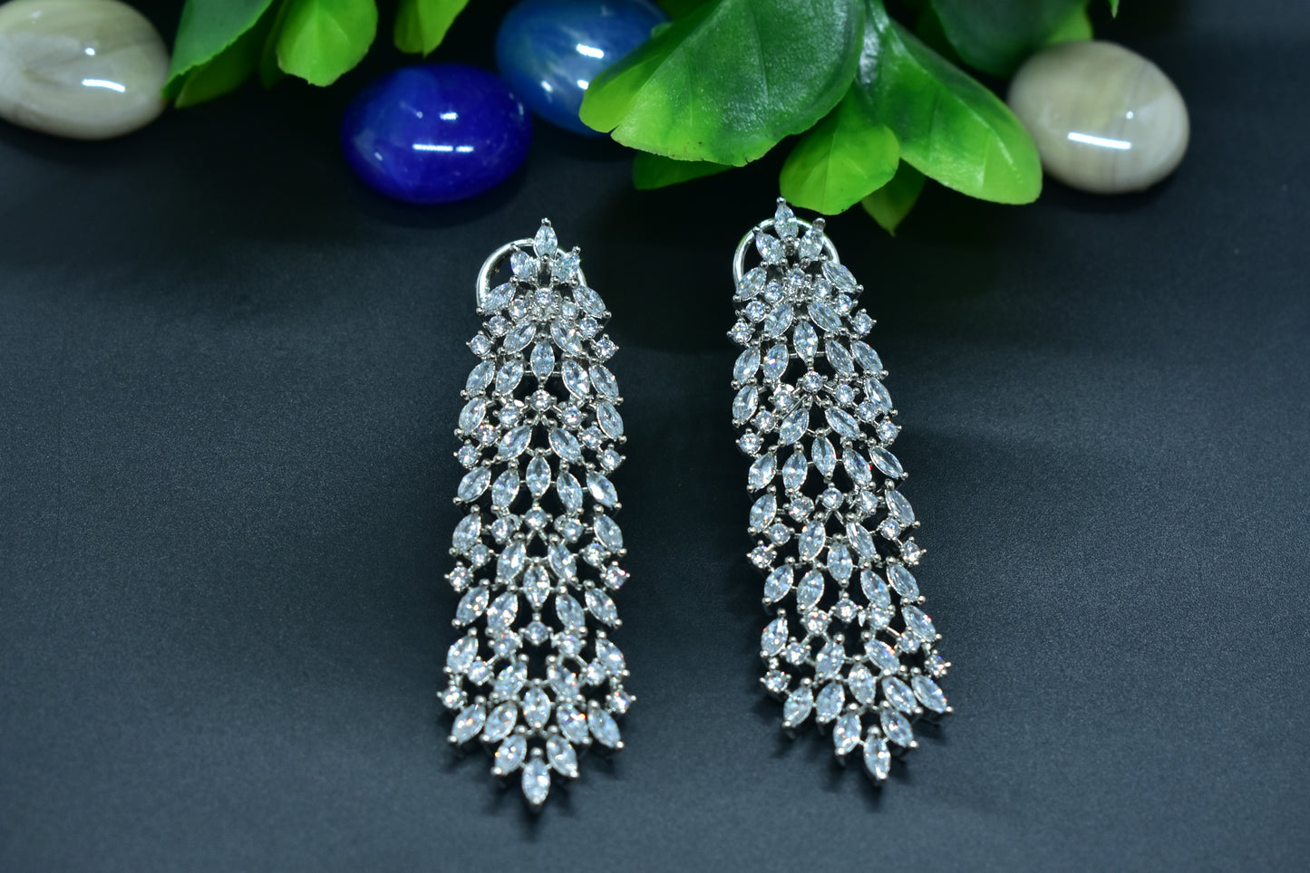 Hrida Silver Polish AD Designer Earrings