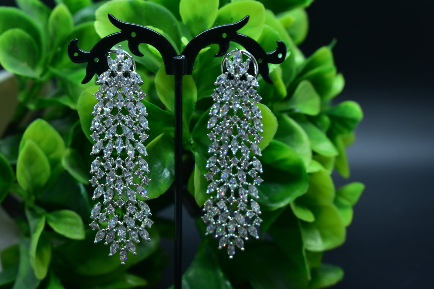 Hrida Silver Polish AD Designer Earrings