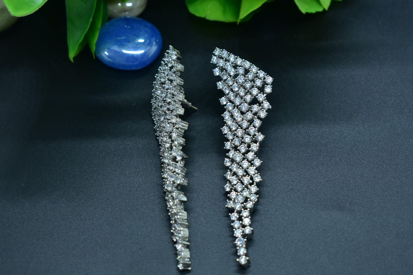 Ahana Silver Polish AD Designer Earrings