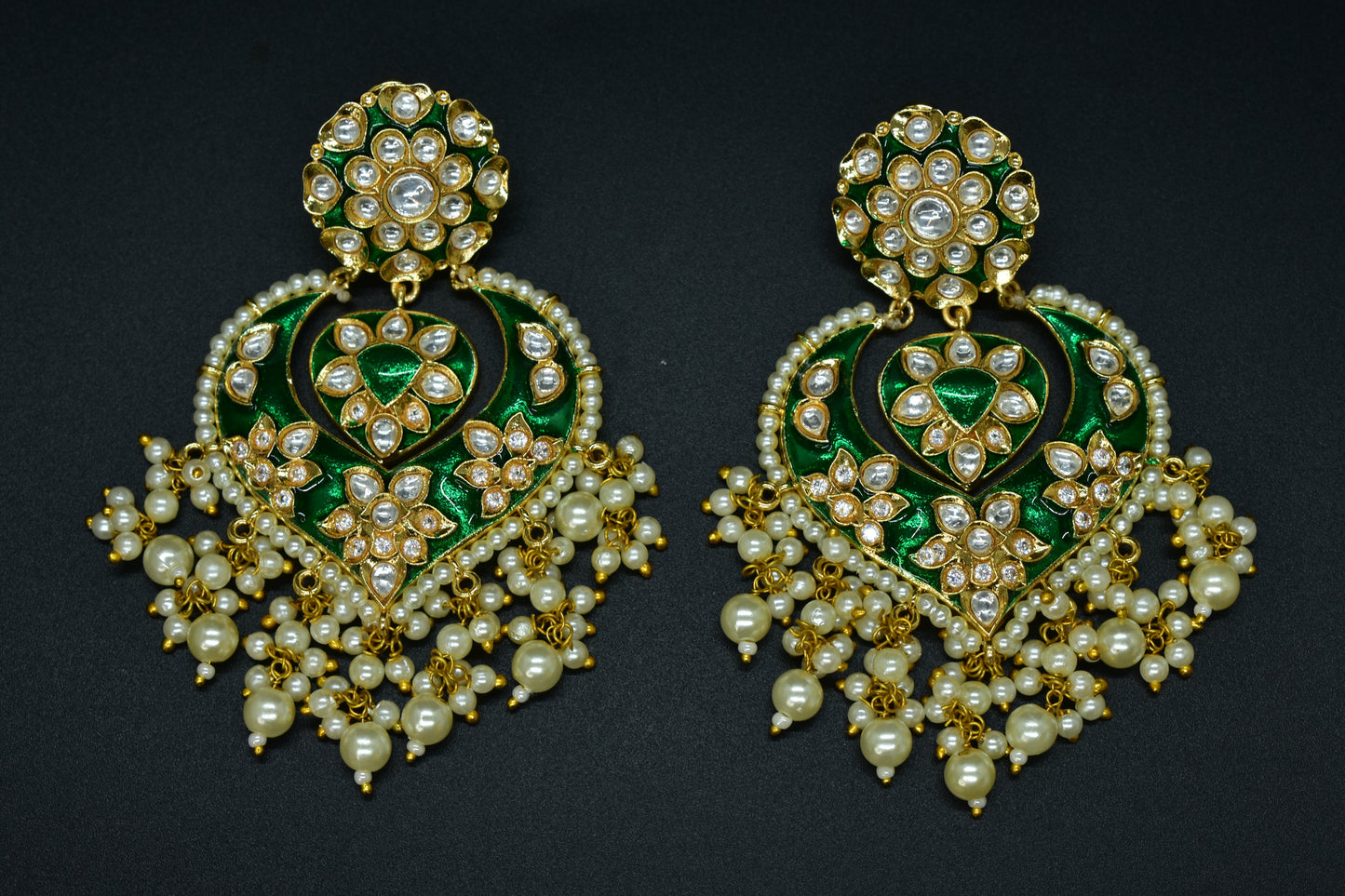 Tia Pearl Kundan Designer Earrings