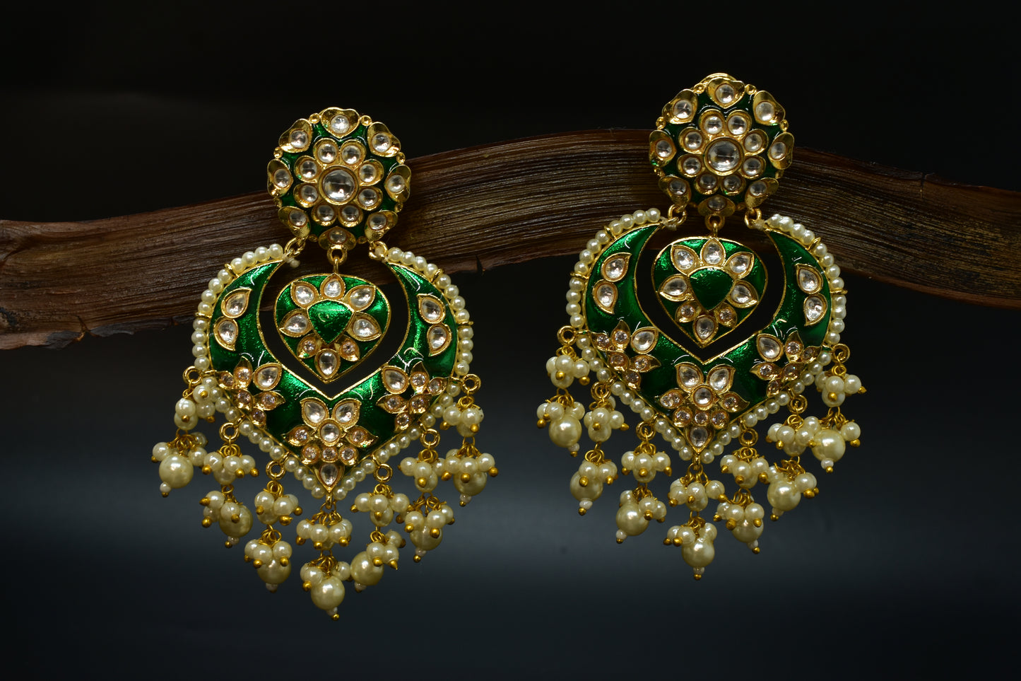 Tia Pearl Kundan Designer Earrings