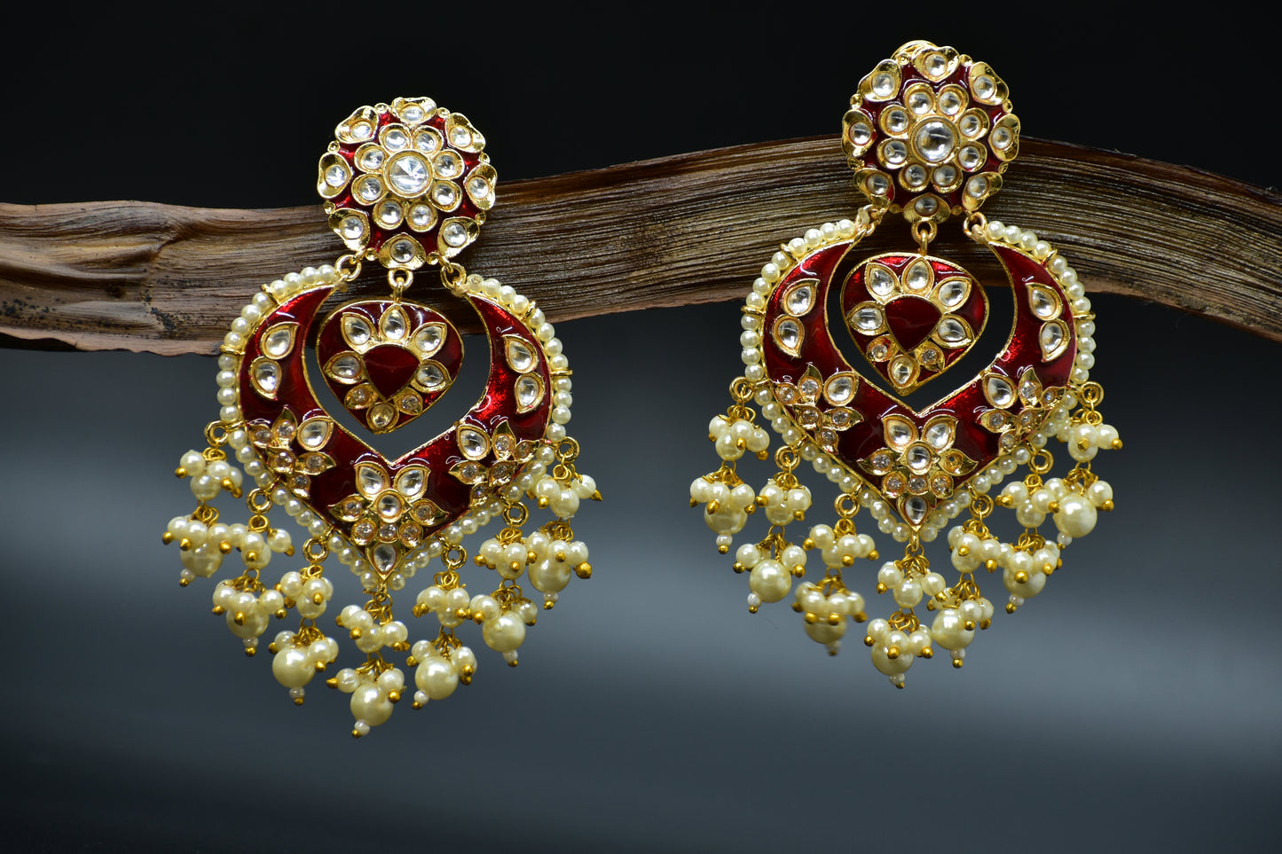 Tia Pearl Kundan Designer Earrings