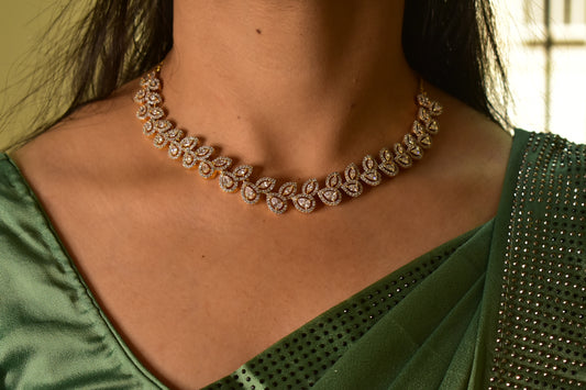 Hansika Gold Polish CZ Designer Necklace Set