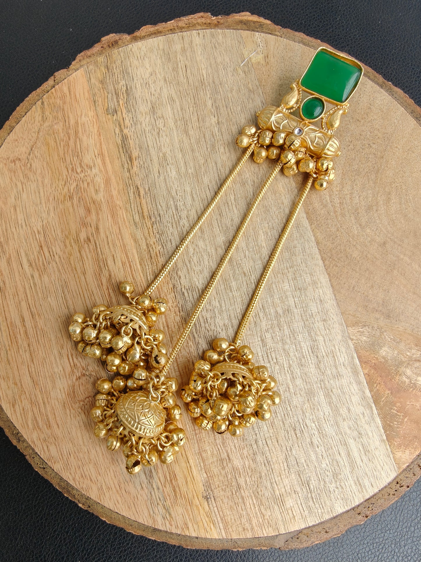 Women Brass Zooni Kashmiri Gold Plated Chandbalis