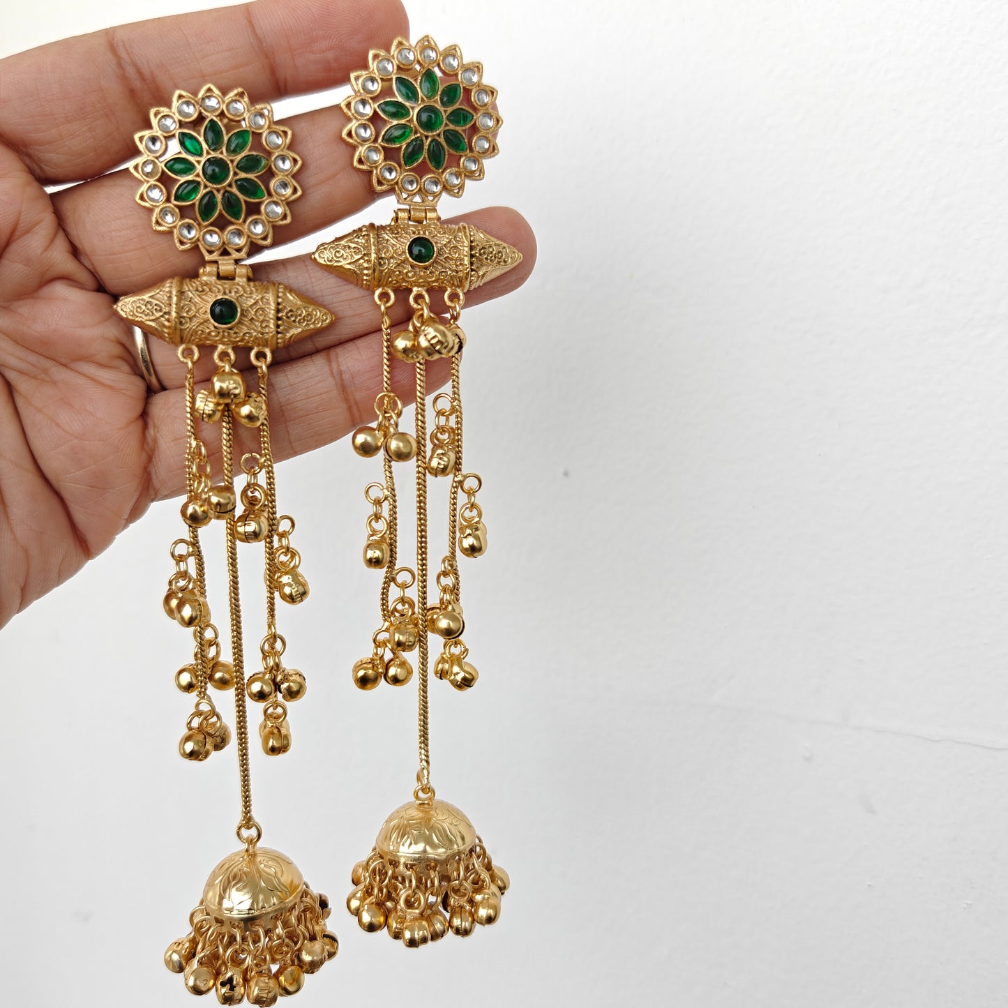 Gold-toned Sunehri Jheel Kashmiri Long Earrings
