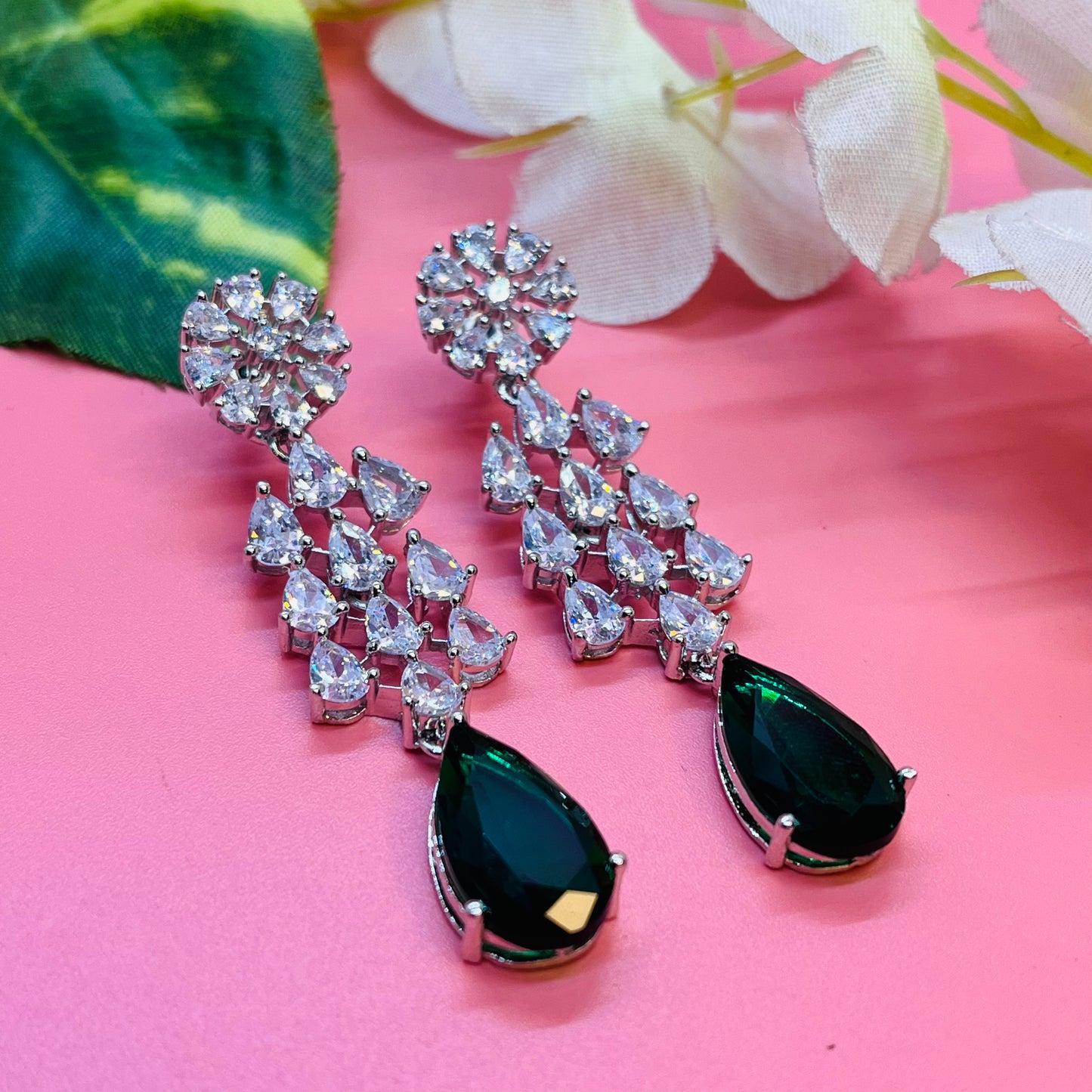 Hania Silver Polish CZ Designer Necklace Set