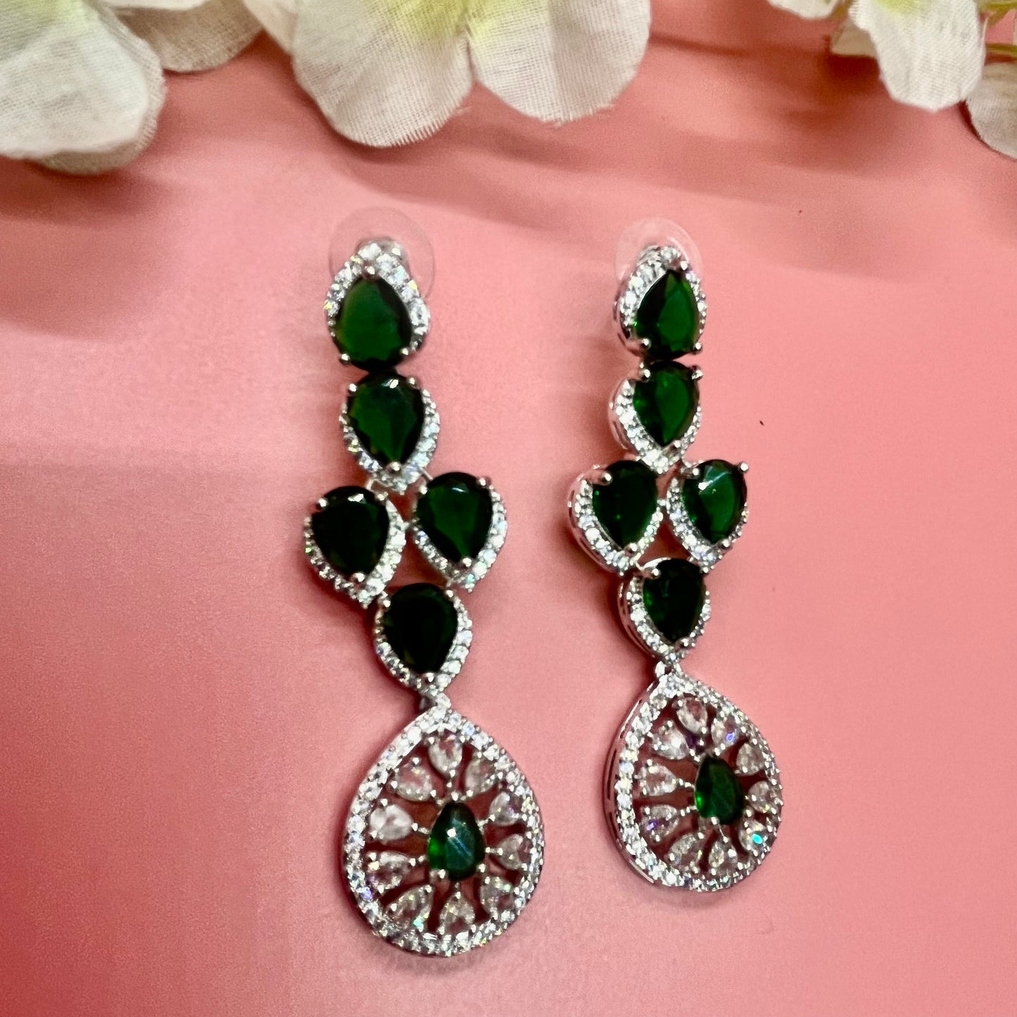Tanvi Silver Polish CZ Designer Necklace Set