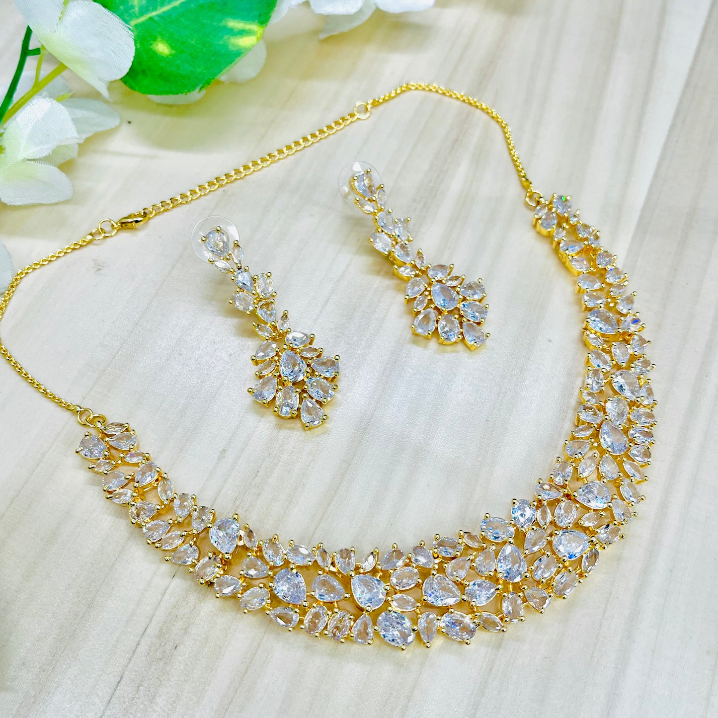 Nalina White Stone CZ Designer Necklace Set