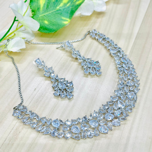 Nalina White Stone CZ Designer Necklace Set