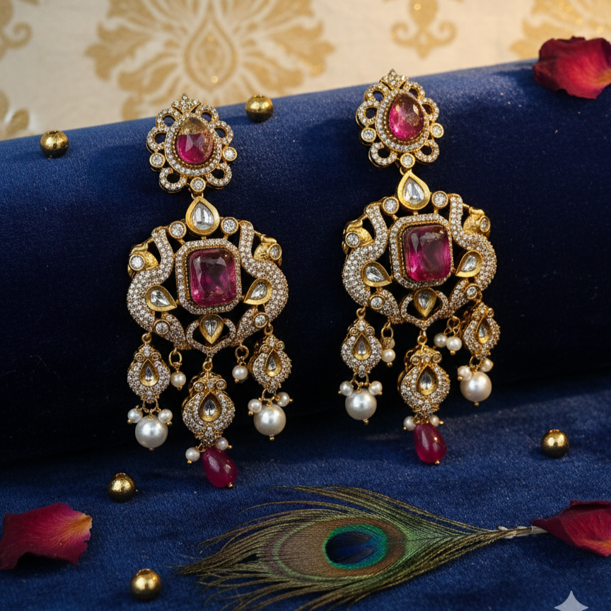 Sarvana Rajwada Traditional Maroon Bridal Choker Necklace