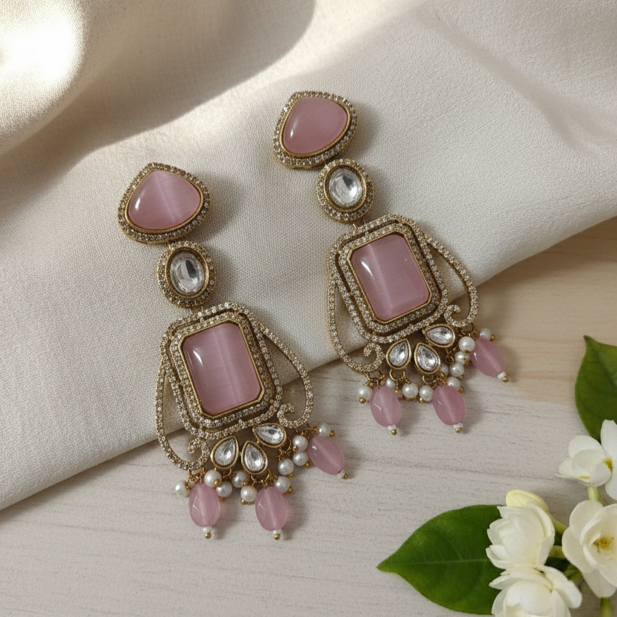 Trendy Moissanite Matte Elegant Earrings