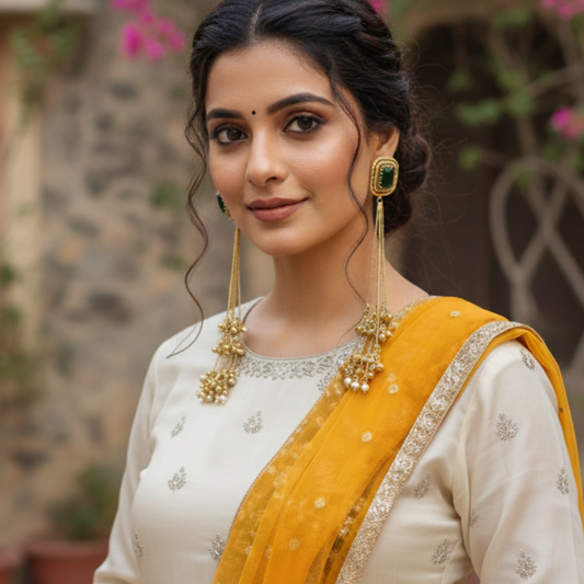Kavya Moissanite Long Designer Ghungroo Dangler Earrings