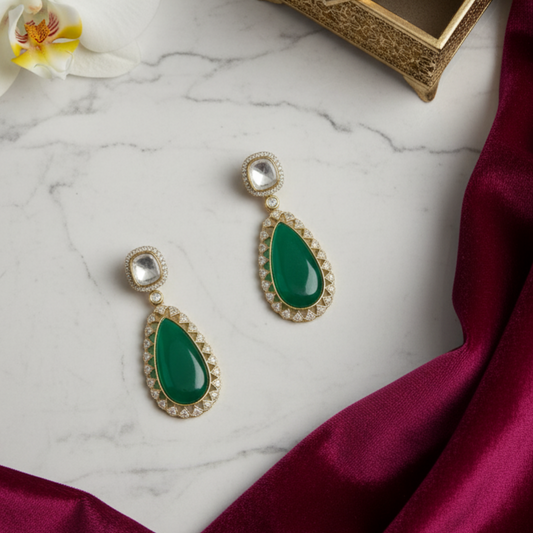 Priya Classy Kundan Moissanite Drop Earrings