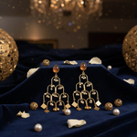 Classy Moissanite Orange stoned embellished with Pearl teardrop Earrings