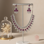 Riya Zirconia Bridal Layered Pink Necklace Set