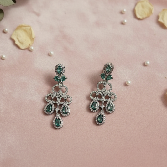 Tara Trendy Moissanite AD Drops Necklace and Earrings Set