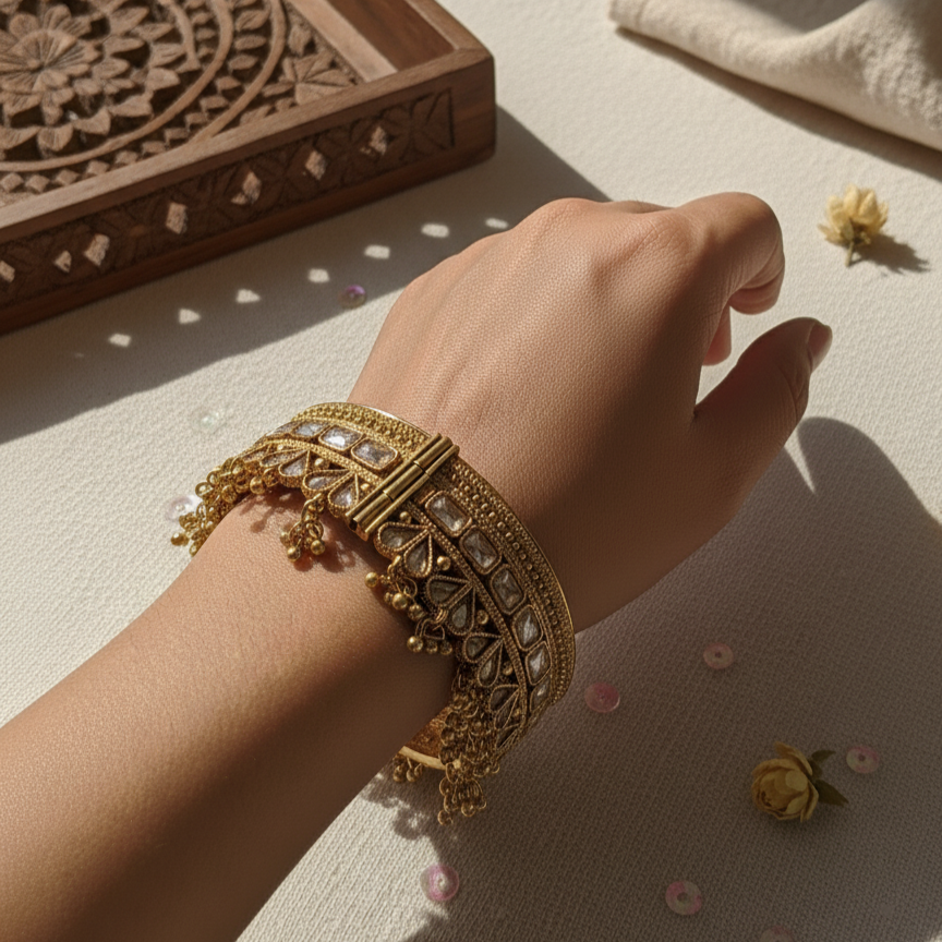 Pihu Traditional Rajwada Gold Plated Ghungroo Bangle Kada