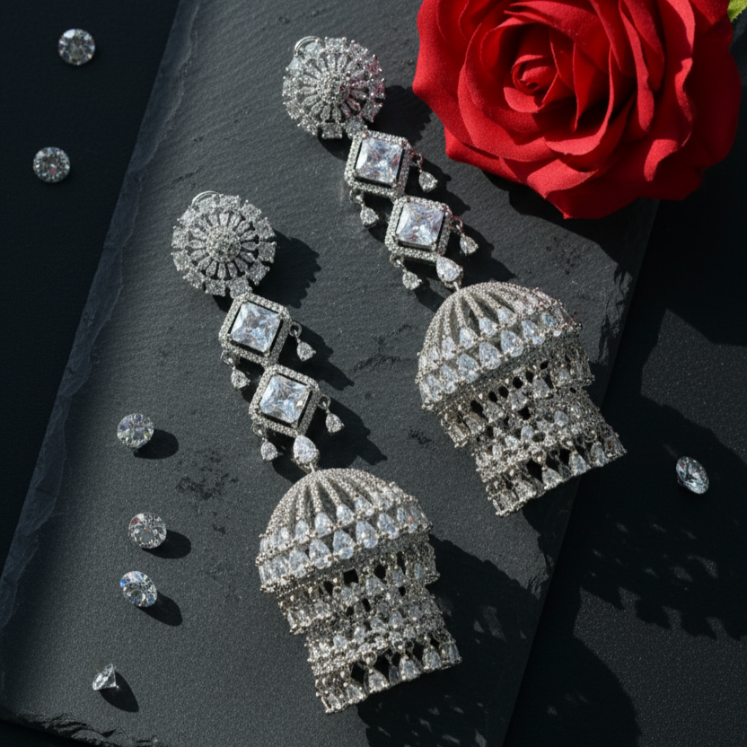 Zarna AD Chandelier Earrings