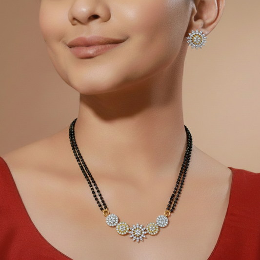 Swara White Stone CZ Designer Mangalsutra Set