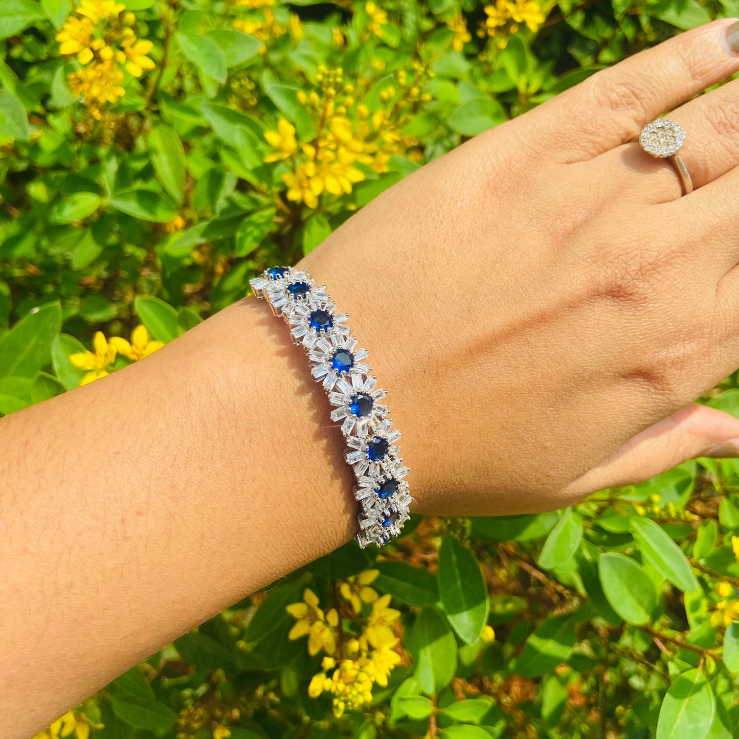 Idhika Sterling Green Stone AD Designer Bracelet