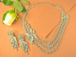 Menka Silver Polish White Stone CZ Designer Necklace Set