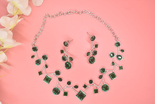 Namra Emerald Green CZ Designer Necklace Set