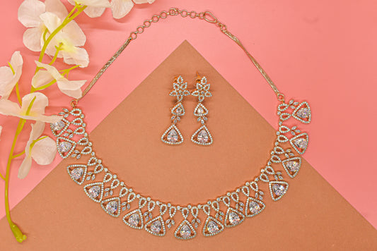 Shreya Rose Gold CZ Designer Necklace Set