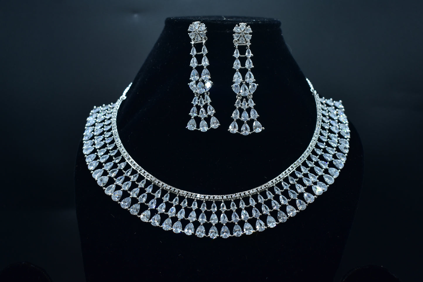 Shruthi White Stone CZ Designer Necklace Set