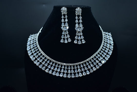 Shruthi White Stone CZ Designer Necklace Set