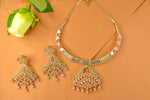 Swaragini Gold Polish Baby Pink CZ Necklace Set