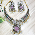 Zara Baby Pink Kundan Designer Necklace Set