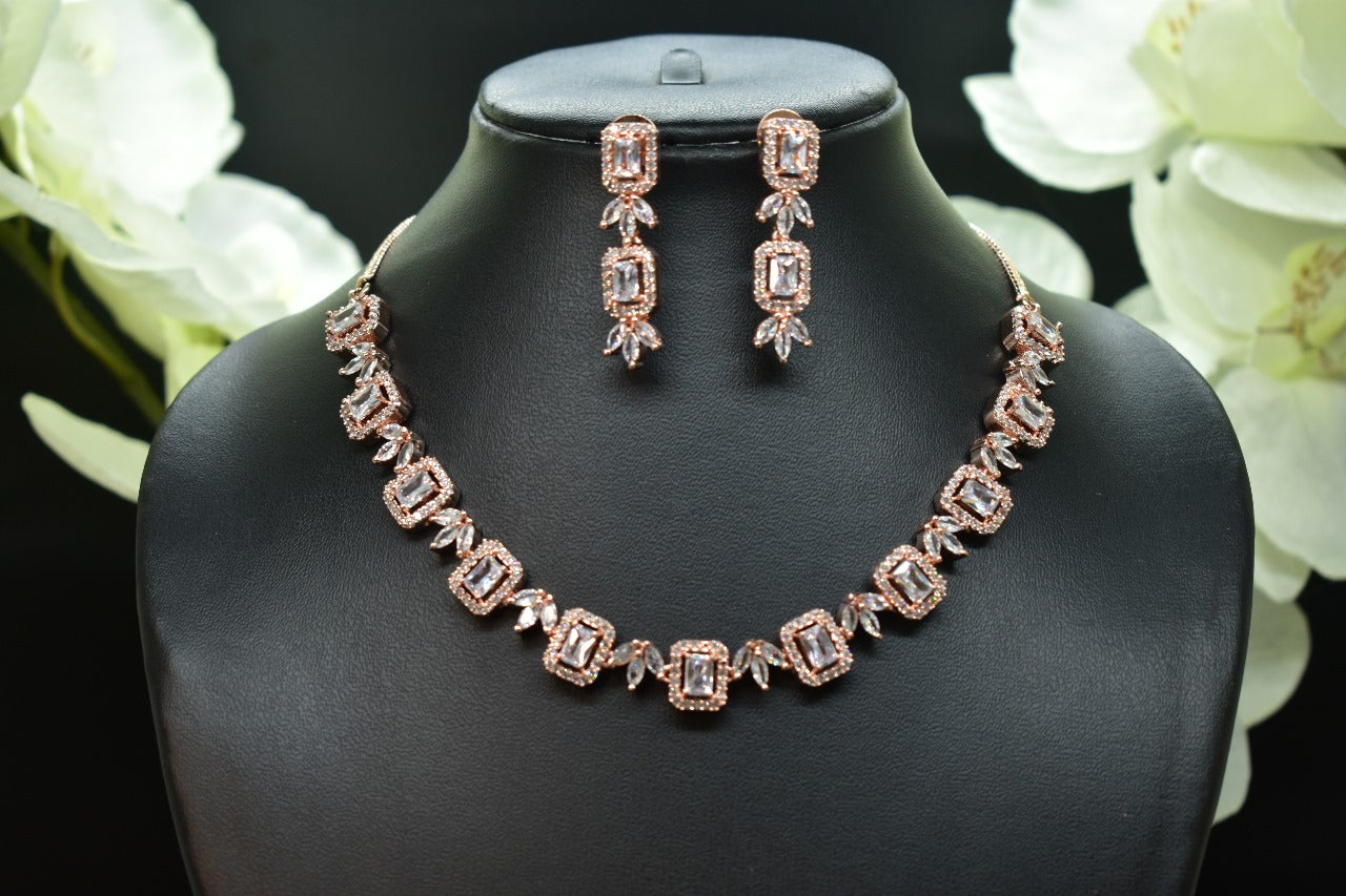 Ira White Stone CZ Designer Necklace Set