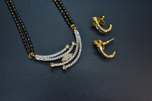 Tavishka White Stone CZ Designer Mangalsutra Set
