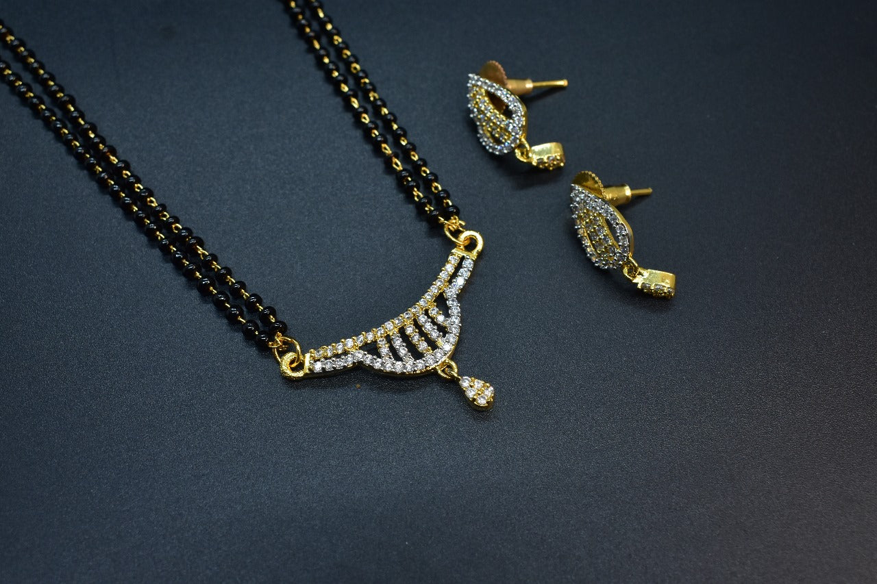 Samira White Stone CZ Designer Mangalsutra Set