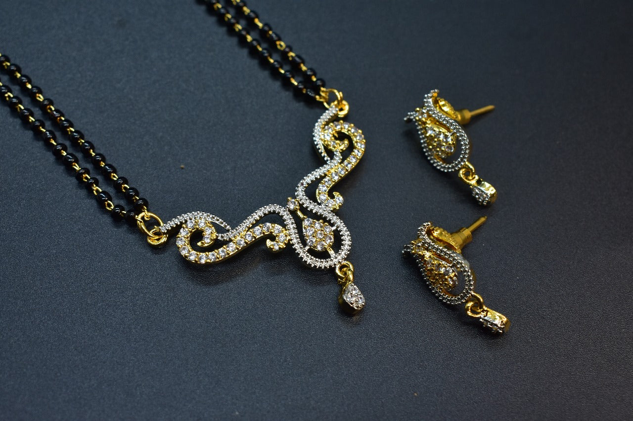 Taara White Stone CZ Designer Mangalsutra Set